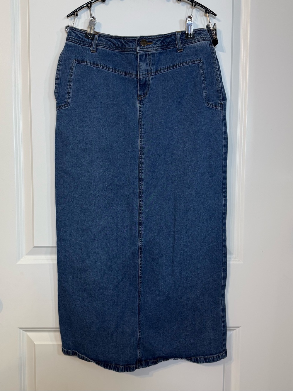Chadwicks Women’s Denim Midi Skirt Size 4 Blue Jean Skirt Classic Casual